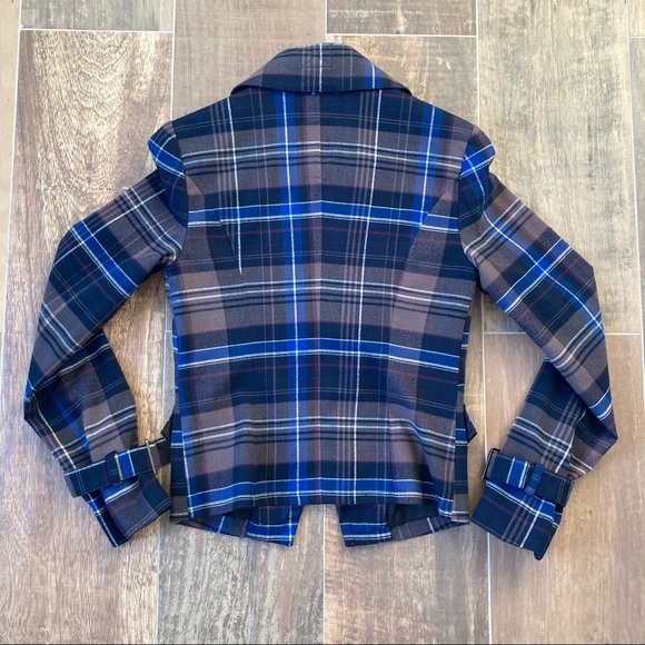 Le Château grey and blue plaid jacket - Picture 2 of 8